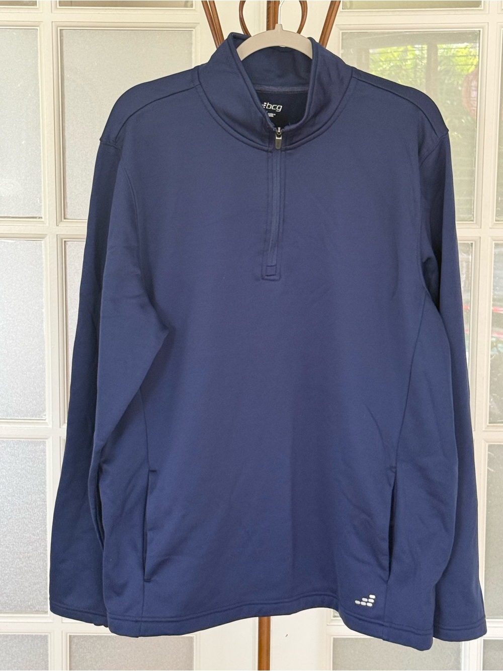 BCG Navy Fleece Lined Quarter Zip Pullover Men’s XL Athletic Performance Jacket